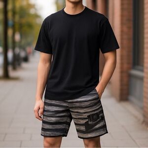 Nike Mens Multicolor Striped Knit FC Squad Aztec Navajo Sweat Shorts Size Large